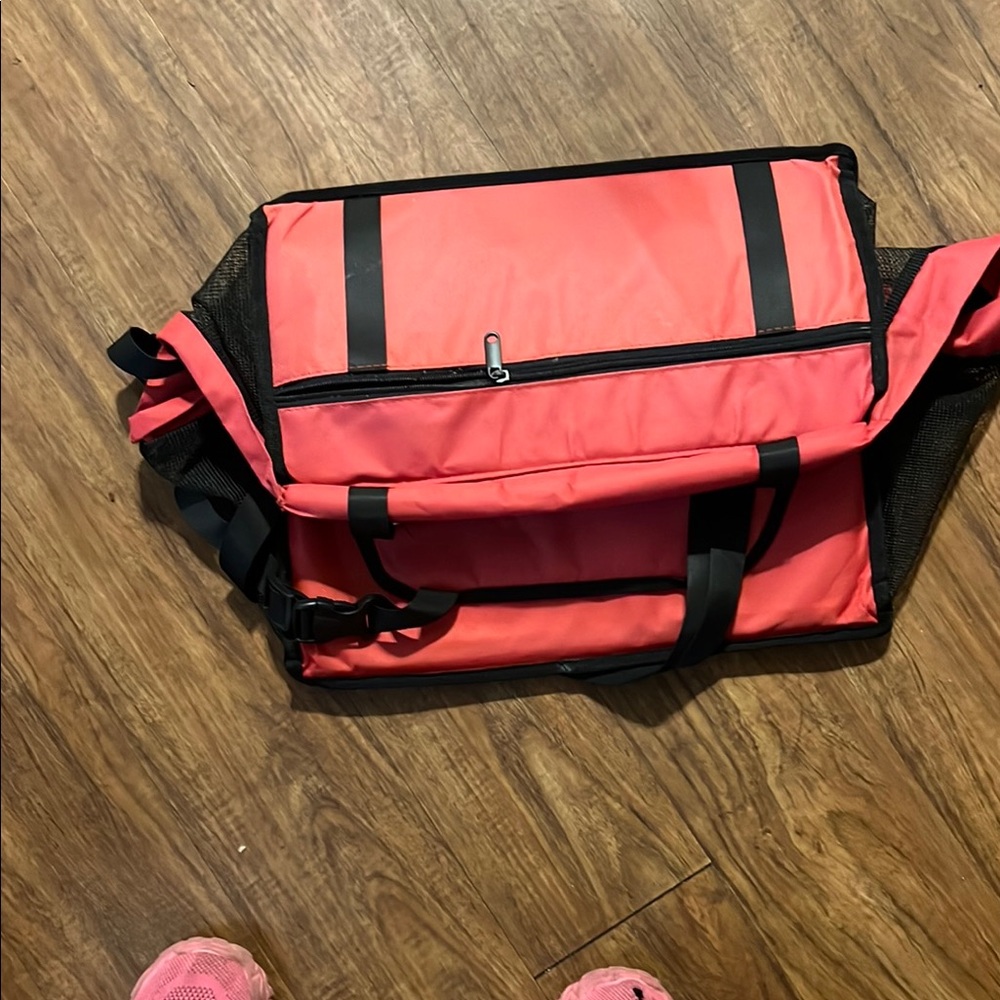 Dog car seat and the strap go over the back and front seat